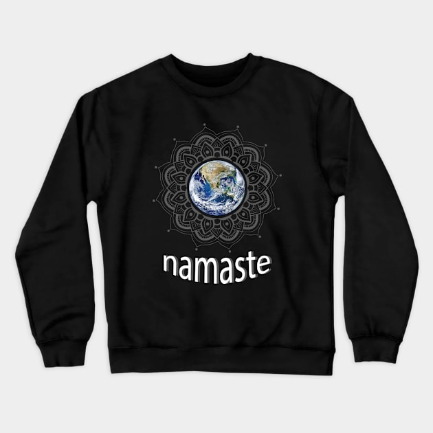 Namaste Earth Mandala Crewneck Sweatshirt by Cosmic Dust Art